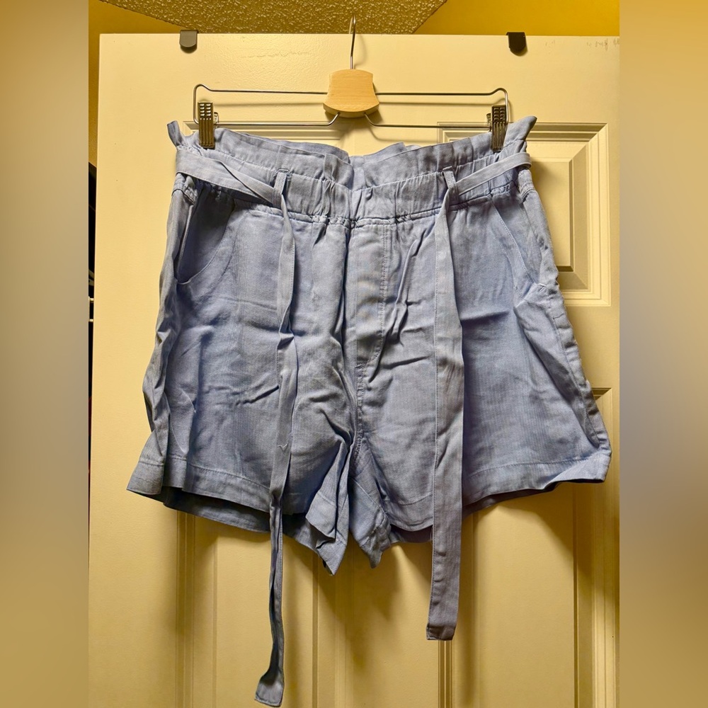 Thread & Supply Light Blue Paperbag Waist Tie Shorts